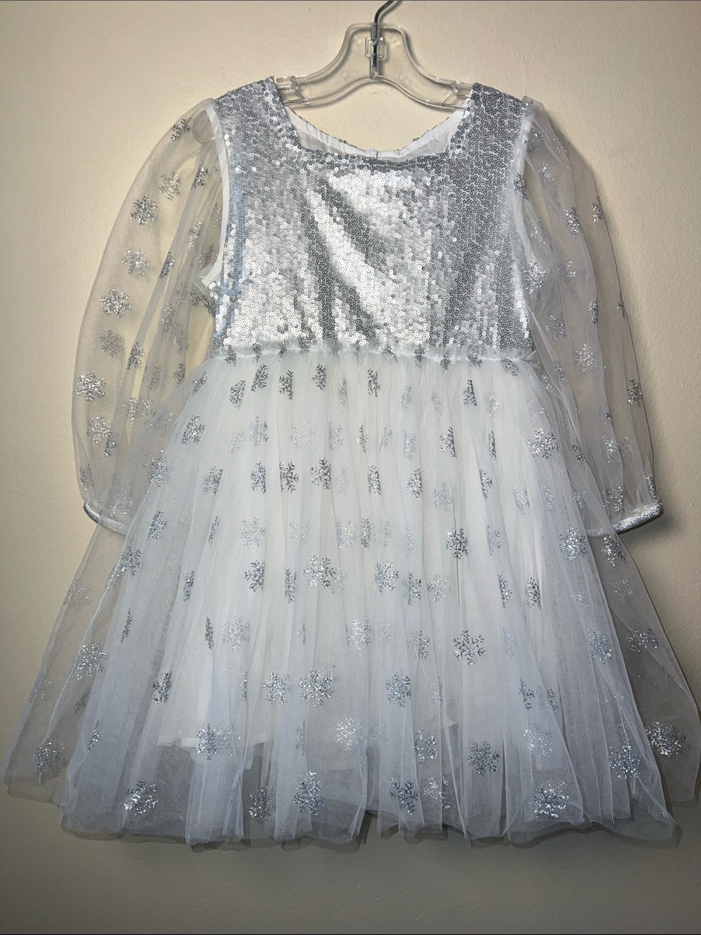 Doe A Deer NWT Girls' Silver Sequin & Snowflake Tulle Costume Dress size 4T